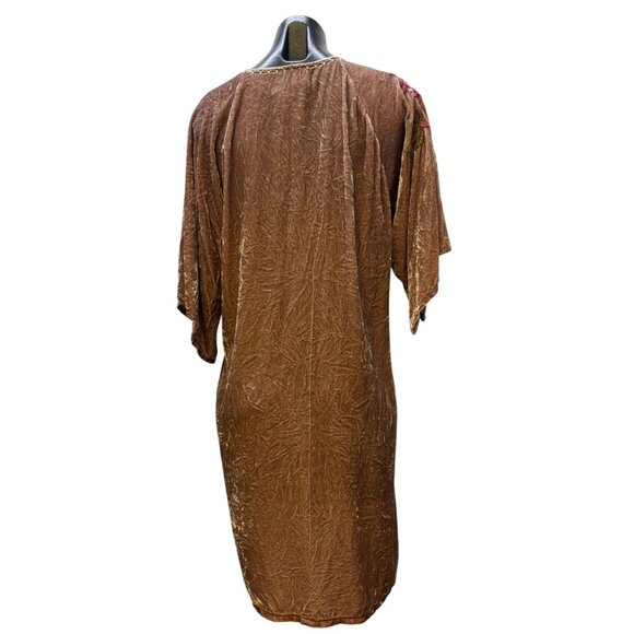 Johnny Was Embroidered Velvet Brown Dress With Rose Floral Design M - Picture 2 of 7